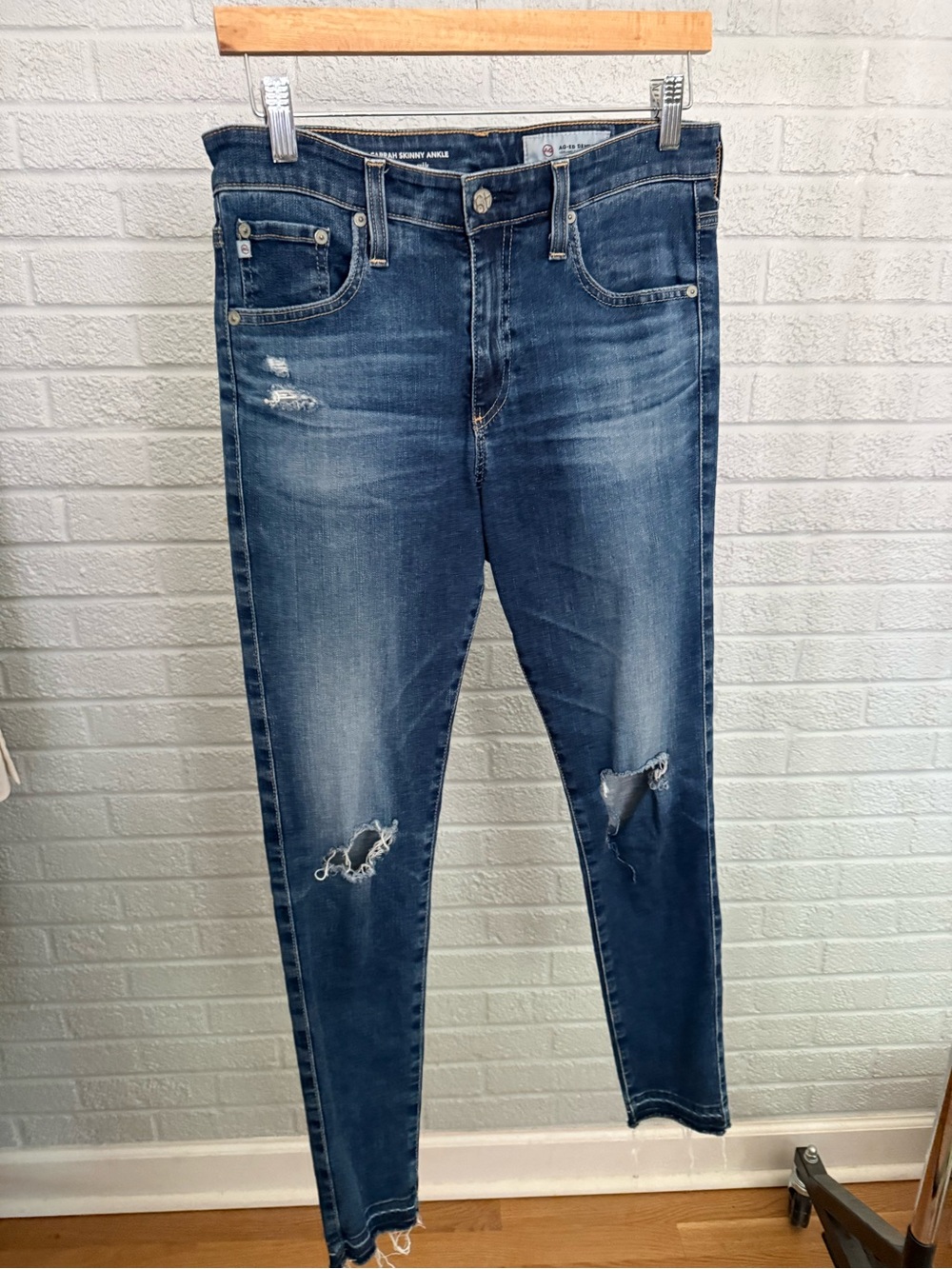 AG Distressed Slim Fit Jeans - Blue